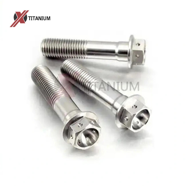 Hot Sale Gr5 Titanium Hex Flange Drilled Bolts For Motorcycle