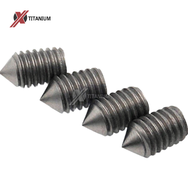 DIN914 ടൈറ്റാനിയം കോൺ-പോയിന്റ് ഹെക്സ് സോക്കറ്റ് സെറ്റ് സ്ക്രൂ
