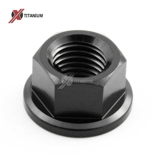 M10x1.25 কালো ফ্ল্যাঞ্জ টাইটানিয়াম বাদাম